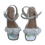 HEEL SANDAL (white sandals Flower Decoration Ankle Strap Heels)