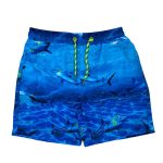 Blue short with sea creature designs