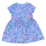White short sleeve dress with beach area designs (3-4 Years)