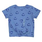Shade of blue short sleeve crop top with love designs (Dune Store)