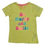 Yellow short sleeve top with text designs (Clearance)