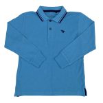 A shade of blue long sleeve top with a button collar and dinosaur design (Next)