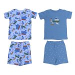 4 Piece set of multicolor top and short with ship designs 