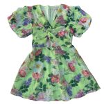 Green short sleeve dress with flower designs (Lipsy)