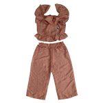 2 Piece set shade of brown top and a matching plain pant trouser