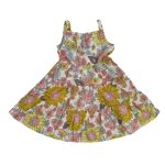 Sleeveless multicolor spaghetti strap dress with flower designs (3-4 Years)