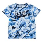Multicolor short sleeve top with text design