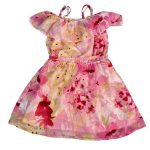 Multicolor sleeveless dress with flower designs (4-5 Years)