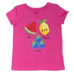 Girls pink short sleeve round neck graphic tee top