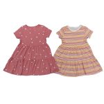 Pink stripe spotty tiered dresses 2 pack