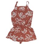 Girls tuscan red floral print halter romper