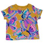 Ochre Yellow Butterfly Short Sleeve Cotton T-Shirt