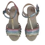 Multicolour pastel wedge sandals