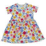 Flower print cotton short sleeve dress