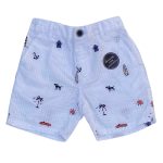 White printed knee length casual boys regular fit shorts