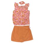 Lil las girls 2 pc skort set and a floral hair band