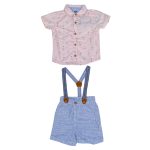 Baby toddler boys button down shirt and shorts, suspenders 3pcs