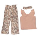 Baby girl's 3-piece shirt, wide-leg pants & headband set