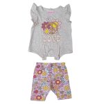 Girls floral printed pure cotton T-shirt with shorts