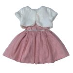 Girls blush pink Dress with faux fur shawl
