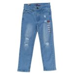 Girl skinny sequin slim fit distressed jeans - blue