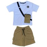 Boys White tops and cargo shorts sets