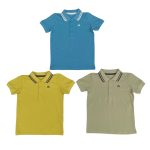 Stripe collar embroidered rainbow polo tops 3 pack