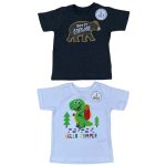 Baby boys short sleeve dinosaur and bear tee top, 2-pack