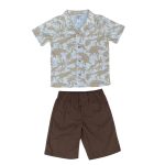 Baby 2-Piece Dinosaur Button-Front Shirt & Short Set