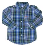 Carters baby boys blue plaid shirt brown khaki pants set
