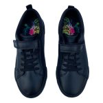 Black school one strap elastic lace shoes