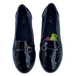 Black patent leather loafers slip on shoes girls (Glossy)