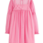 Pink shirred mesh dress