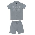 Embroidered Cuban Collar Cotton linen 2pc set
