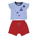 2 Piece set regular fit-shirt - red blue nautical
