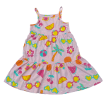 Multicolor sleeveless dress with fruit prints