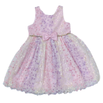 Multicolor embroidered Flare Dress with bow design