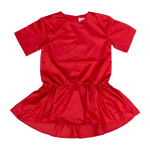 Satin drop-waist red dress