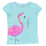 Girls cotton flamingo split shoulder T-shirt