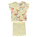 Little Angels yellow flamingo T-shirt and shorts set