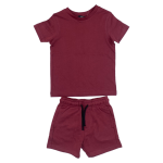 Burgundy T-shirt and pocket shorts set