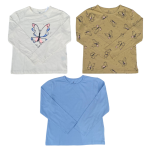 Butterfly pattern 3-pack cotton jersey tops